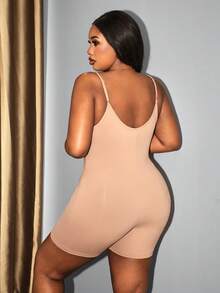 Hourglow Plus Size Women's Basic Seamless Jumpsuit - Apricot - View 8
