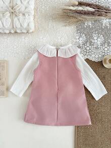 SHEIN Conjunto de Vestido de Manga Longa Estilo Princesa Moda Outono/Inverno para Menina, Tecido Macio, Adequado para Escola, Atividades Internas ou Externas - Multicolorido - Visão 2