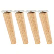 Bộ 4 chân đồ nội thất bằng gỗ - Chân ghế bằng gỗ tự nhiên, kiểu thẳng/vát, 4 tấm đế và 16 ốc vít cho ghế bành, tủ quần áo, ghế sofa, bàn. - Màu be - Xem 11