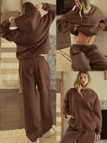 GLOWMODE 厚重羊毛超大连帽卫衣口袋厚保暖冬季 - 肉桂靈感 - 查看 9