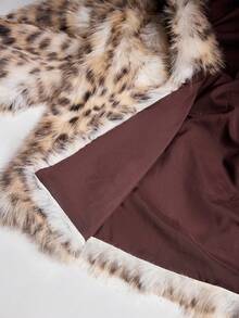 GENKIRA 女士秋冬新款仿皮草豹纹翻领优雅精致百搭仿皮草夹克 - 彩色 - 查看 8