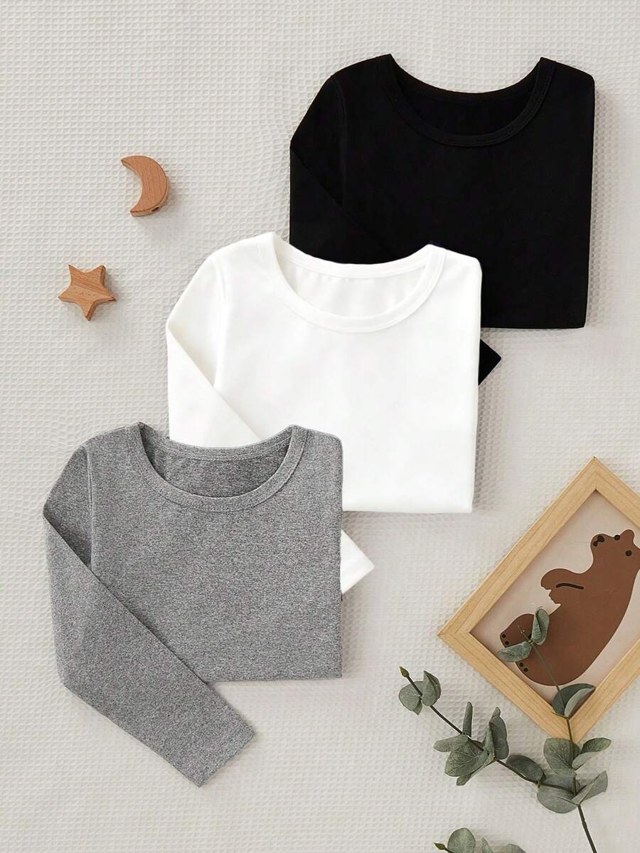 SHEIN 3pcs/Set Boys Thermal Underwear Long Sleeve Base Layer Set - Multicolor - View 1