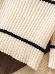 SHEIN Set di maglione e pantaloni in maglia kaki per bambina, maglione oversize vintage di alta qualità minimalista e pantaloni a zampa d'elefante, set di 2 pezzi per autunno e inverno