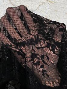 SHEIN Clasi 女士优雅性感黑色蕾丝吊带背心 - 黑色 - 查看 7