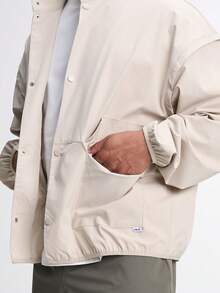 Men's Zip-Up Collar Sports Long Sleeve Jacket - Beige - View 6