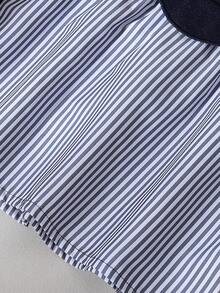 SHEIN Teen Girls' Casual Everyday Patchwork Striped & Floral Print Sweatshirt, Autumn