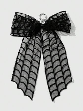 Kawaii 1pc Elegant & Fashionable Handmade Beaded Silver CCB Black Mesh Bow 3D Crystal Heart Keychain, Suitable As Daily Accessory Or Festival Gift For Women Valentines