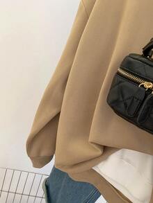 INAWLY 大码女式 V 领落肩长袖休闲宽松运动衫，带骑士印花，秋冬