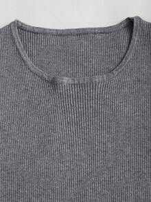 SHEIN Unity 新款不对称高领套头斗篷毛衣，修身通勤，女款 - 灰色 - 查看 5