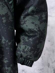 1pc Teen Boys Camouflage Print Casual Hooded Fleece Lined Windbreaker Jacket, Suitable For Daily Casual Wear In Winter