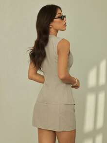 SHEIN PETITE Women Two Pieces Outfits For Daily Wear - Apricot - View 5