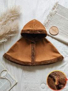 Vintaside Kids Baby Girl Faux Suede Soft Fleece Jacket With Furry Decor, Fashionable & Comfortable For Spring, Autumn And Winter Transition Seasons - Brown - View 3