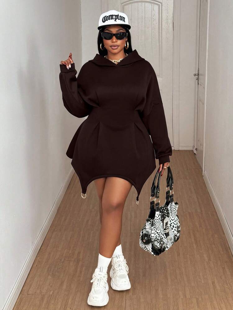plus size oversized hoodie dress Red Hooded Maxi Dress, Oversized Winter Hoodie, Plus Size Dress Iren