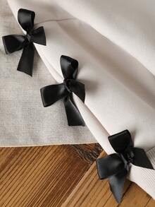 SHEIN Playful Pals 2 件套男婴/女婴男女通用婴儿/幼儿 6 个月-3 岁杏色柔软圆领长袖运动衫和纯黑色裤子两件套服装，适合外出、约会、休闲装、校园散步、友好聚会