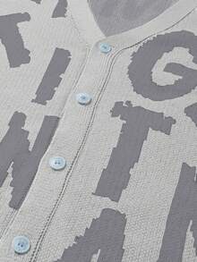 Chillumni Áo len cardigan dài tay in họa tiết màu tương phản dành cho nam - Xám - Xem 3