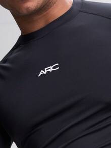 男士休闲字母印花长袖T恤 ARC-1091-BLK - 黑色 - 查看 4