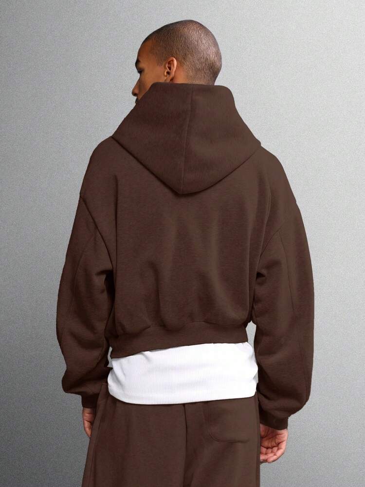 후드가 달린 크롭 지퍼업 후디