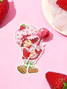 Strawberry Shortcake X SHEIN 48 Cute Cartoon Character Pattern Lollipop Decoration Cards, Birthday Party Family Holiday Party Decoration Supplies, Birthday Gift Candy Decoration, Party Gift, Strawberry, Sweet