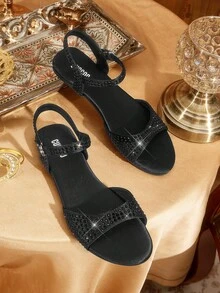 CUCCOO TILAWA 女士搭扣设计水钻装饰平底凉鞋 - 黑色 - 查看 6