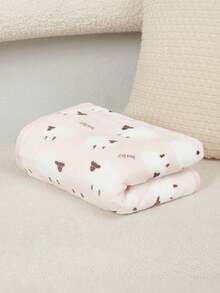 PETSIN 1pc Pink Sheep Print Pet Cartoon Soft Blanket - Pink - View 3