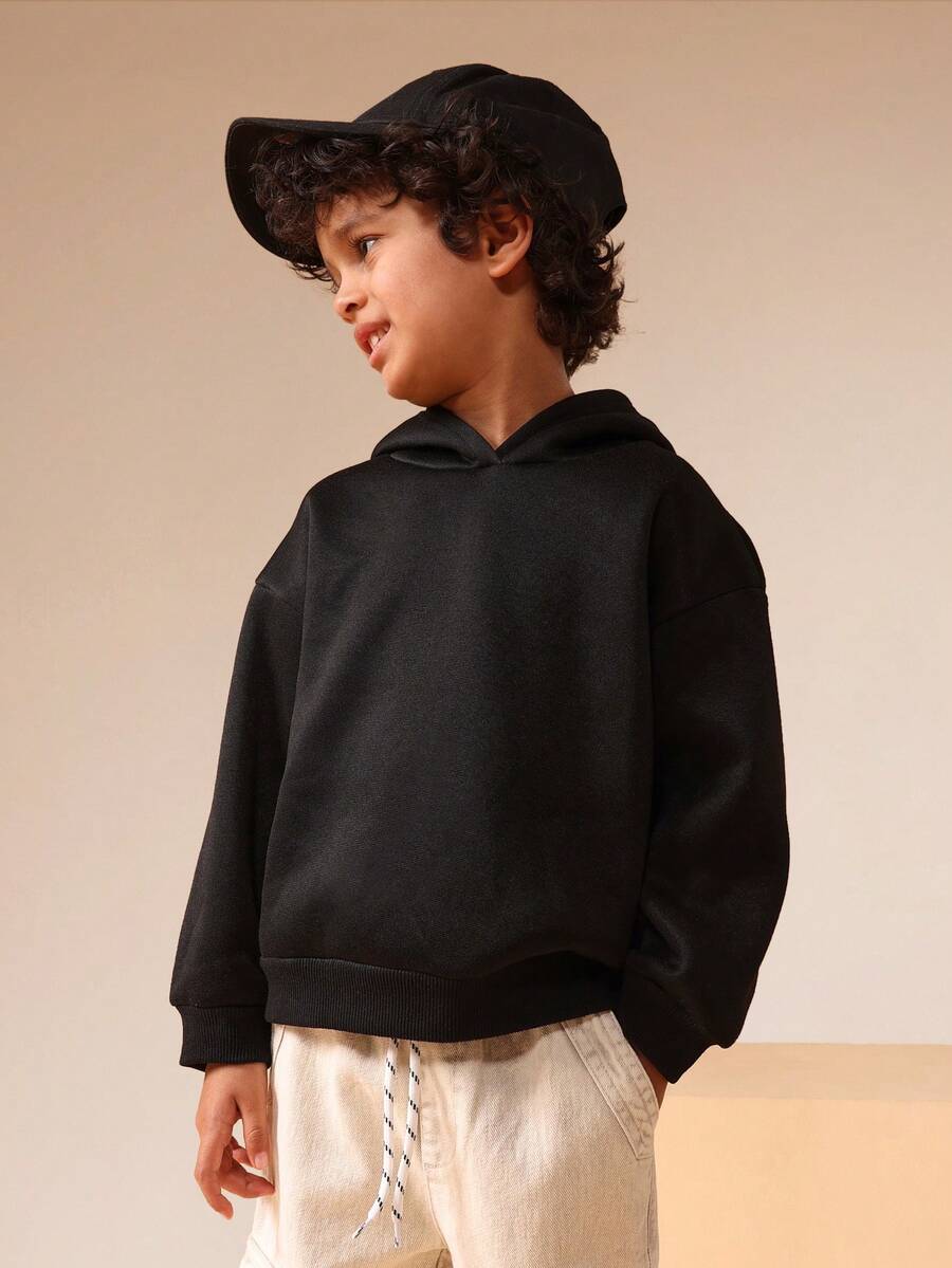 SUMWON Sudadera con capucha básica para niños y uso casual diario con bolsillo central