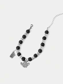 HARRY POTTER X SHEIN Minimalist Bracelet - Hedwig Midnight Flight Black Bead Design - Silver - View 3