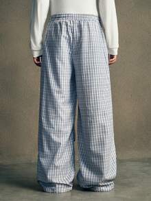 AXEPEAK Men's Casual Everyday Commute Fashion Street Plaid Faux Pendant Print Drawstring Waist Slant Pocket Loose Wide Leg Pants - Multicolor - View 2