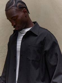 Musero Long Sleeve Oversized Button Through Collared Pin Stripe Shirt Fall Autumn Winter