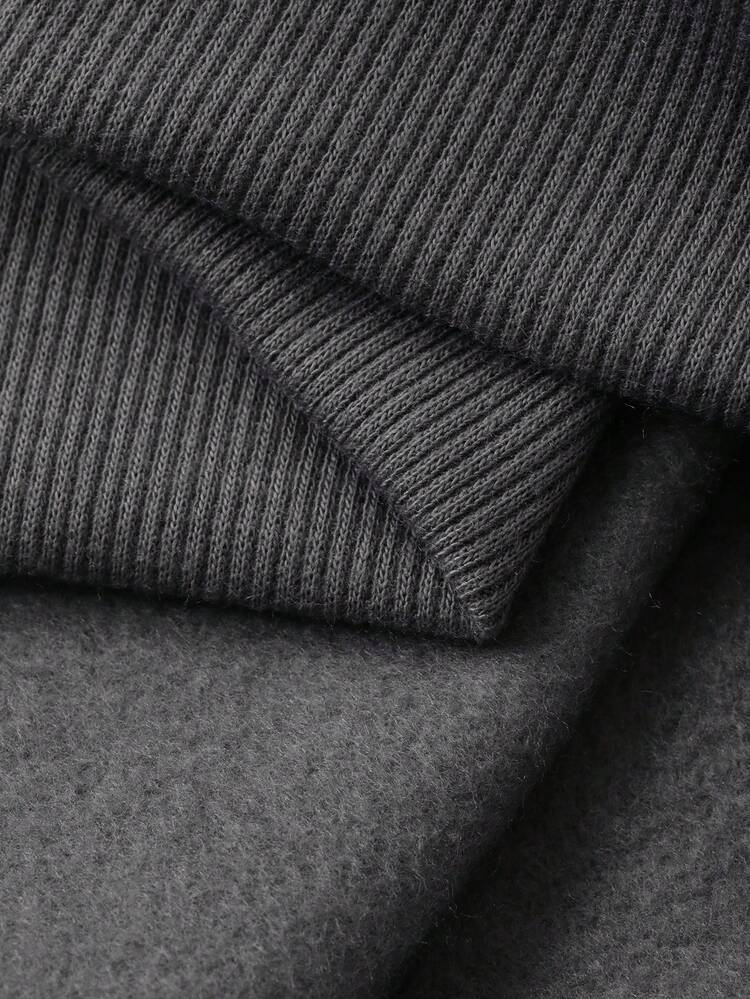 Thermal-Lined Loose Floral & Letter Print Asymmetric-Shoulder Long Sleeve Casual Street Style Sweatshirt For Women, Autumn/Winter Thermal Lined