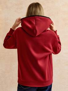 Écloséra French Retro Style Women's New Year, Casual And Elegant, Hooded Pocket Embroidered Autumn And Winter Long-Sleeved Women's Sweatshirt, Christmas, New Year's Wear.