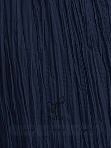 Ontre 女式褶皱喇叭裙，优雅商务休闲缎面铅笔裙，适合办公室、教师、圣诞节、万圣节派对 - 藏蓝色 - 查看 4