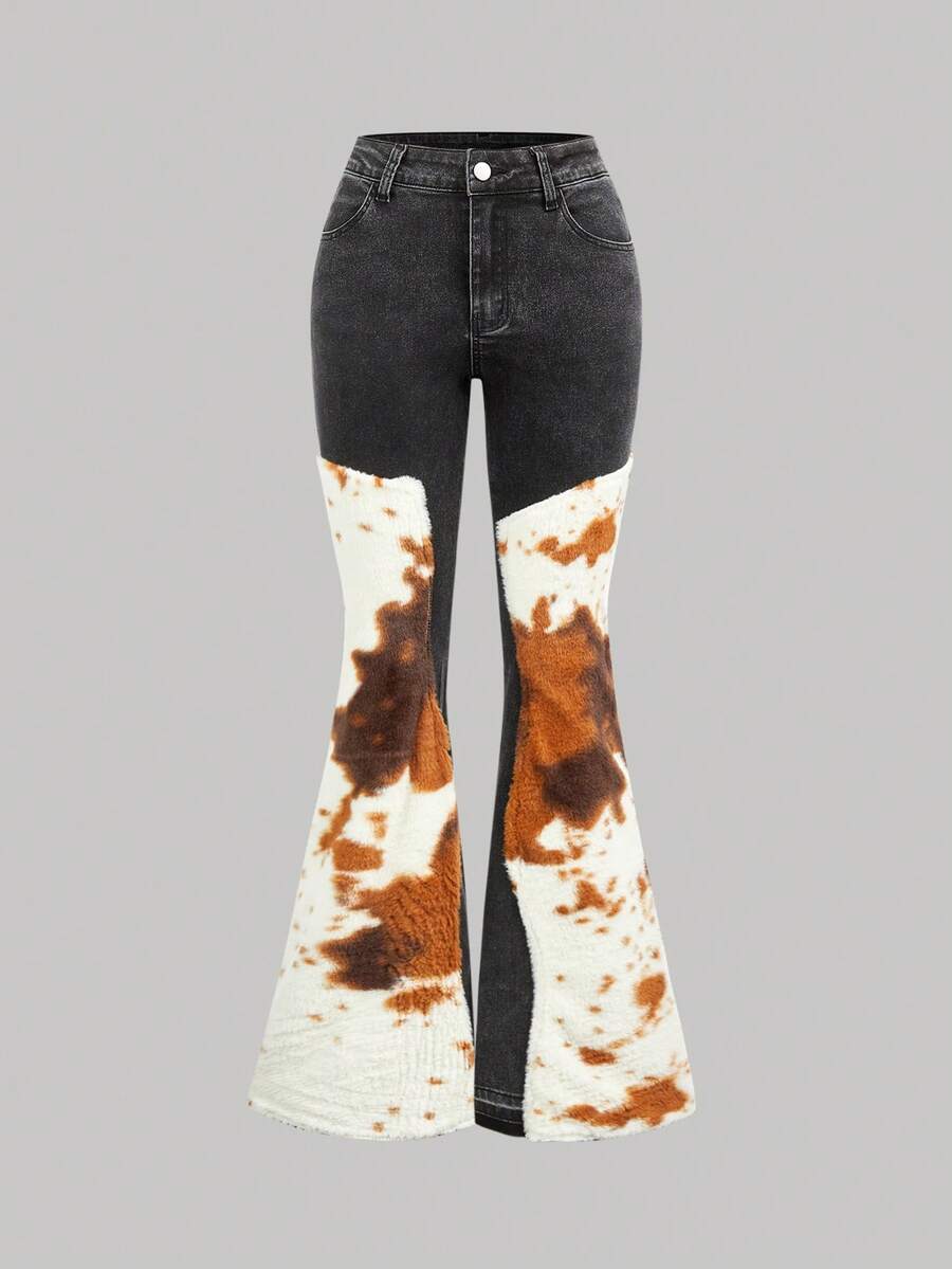 Jeanoix Jeans casuales de mujer con bolsillo y efecto tie-dye - Negro - Ver 1