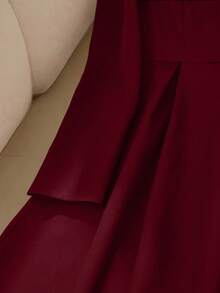 Franclia 女式优雅褶皱修身垂坠翻领单排扣高腰连衣裙，春秋