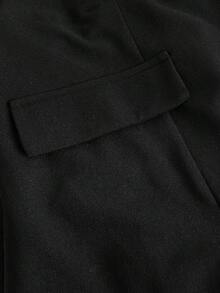 SHEIN CURVE+ Áo khoác vest nữ cỡ lớn 2 trong 1 màu đen, tay dài, có bèo nhún, kiểu dáng ôm eo, thích hợp mặc mùa đông, dự tiệc, công sở, trang phục thanh lịch, váy đen sang trọng, trang phục sinh viên/mùa thu/mùa đông. - Đen và trắng - Xem 4