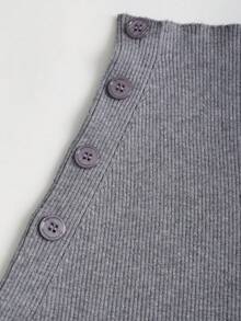 SHEIN Unity 新款不对称高领套头斗篷毛衣，修身通勤，女款 - 灰色 - 查看 3