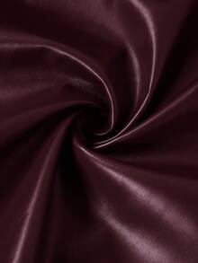 Ellevyn 安哥拉红色 PU 皮革纯色保暖内衬系带长袖长款风衣 - 酒紅色 - 查看 10