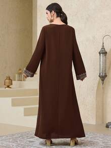 Al Najma 女式土耳其长裙和阿拉伯传统长袍、长袍和 Jalabiya - 棕色 - 查看 6