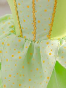 SHEIN Glamorique Kids Đầm lưới màu xanh lá cây cho bé gái, thích hợp dự tiệc, sinh nhật, đám cưới, lễ hội, trang phục trang trọng, phong cách thanh lịch, Trung Đông, Châu Âu - màu xanh lá - Xem 6