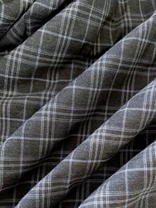 Linhara 加大码绗缝外套，几何绗缝图案，简约通勤风格，格子拼接 - 藏蓝色 - 查看 8