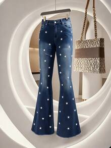 GlowEve 女士时尚星星刺绣喇叭牛仔裤