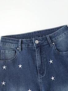 GlowEve 女士时尚星星刺绣喇叭牛仔裤