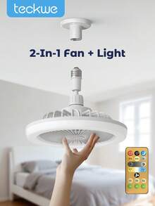 Teckwe Portable Desktop Fan, USB Silent Small Fan, Dual-Purpose For Office Desktop And Camping, 3 Wind Speed Settings + Soft Light LED, Can Be Hung Or Stood