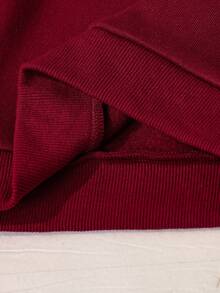 SHEIN 2 件套男婴字母条纹印花连帽卫衣夹克和字母印花抽绳裤套装 - 酒紅色 - 查看 8