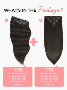 SMART&MATCH Clip In Hair Extensions Real Human Hair, Remy Human Hair Extensions Clip Ins For Women, Natural Human Hair, 14-20 Inch 2 Packs (4pcs+7pcs) - S1B - View 3