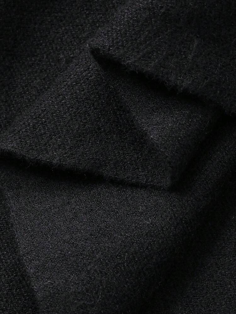 Women V-Neck Fitted Waist A-Line Short Sweater Dress