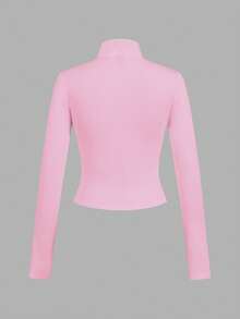 SHEIN EZwear 2 件卡通印花拉链长袖针织 T 恤，粉色和黑色，女款，秋冬 - 彩色 - 查看 10