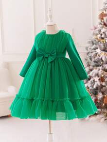 Glamorique Kids 女童荷叶边薄纱蝴蝶结装饰连衣裙，可爱 3 岁生日派对连衣裙，适合花童婚礼场合