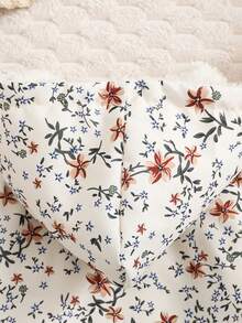 SHEIN 女婴可爱休闲花卉图案连帽拉链加厚长袖夹克，适合秋冬季日常穿着 - 彩色 - 查看 7