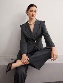 Heiryn 2件套优雅设计商务套装 - 灰色 - 查看 4