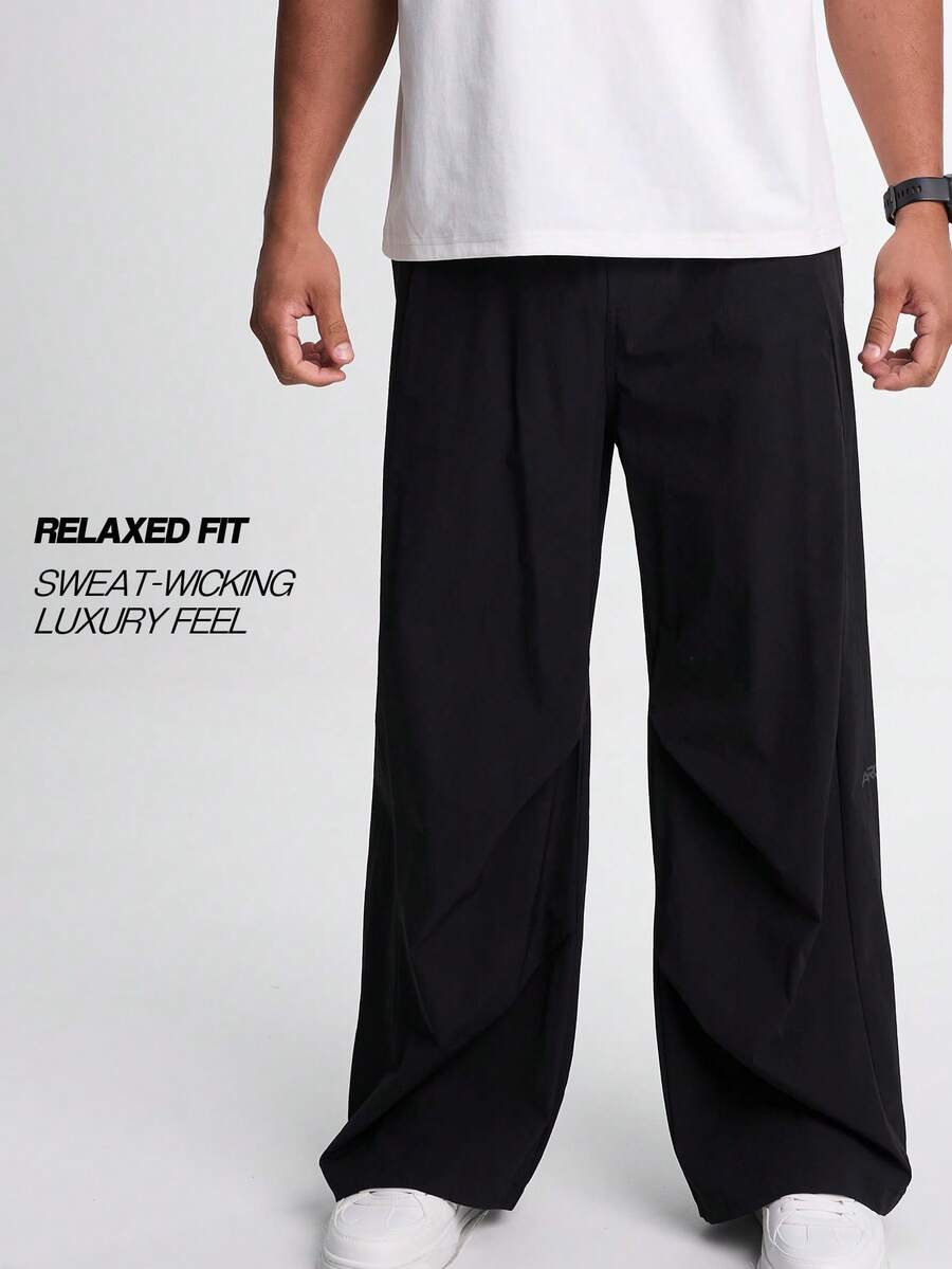 Men's Drawstring Waist Loose Fit Jogger Pants - Black - View 1
